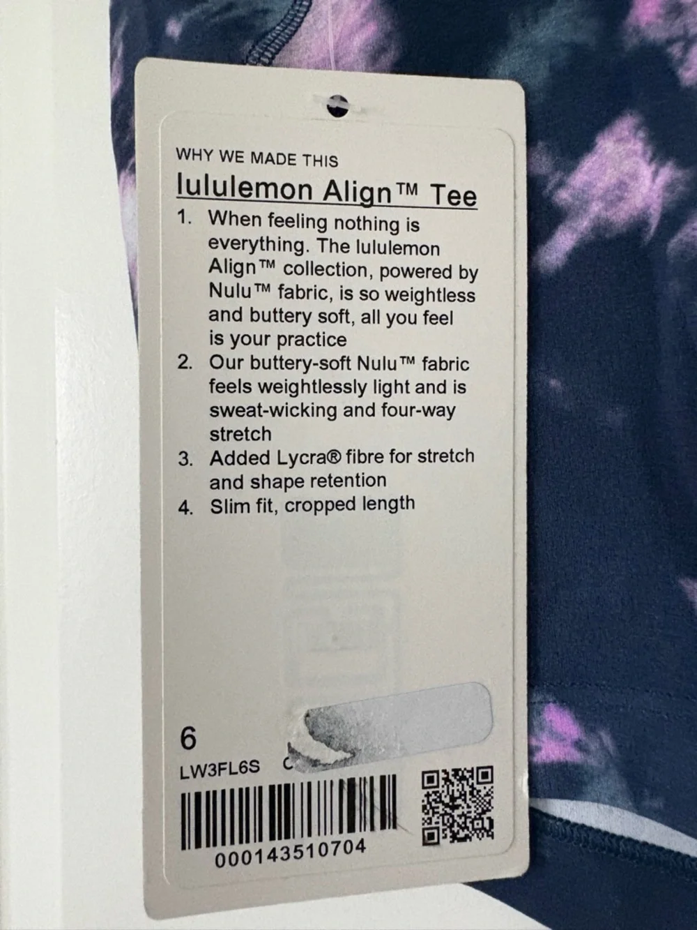 lululemon athletica Tie-Dye Scoop Crop Top — Pink, Purple and Navy - Picture 3 of 4